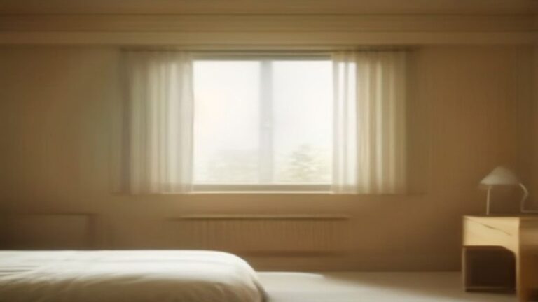 sleep optimization — Person waking at sunrise with bright golden light streaming through bedroom windows, emphasizing morning light exposure and circadian rhythm entrainment.