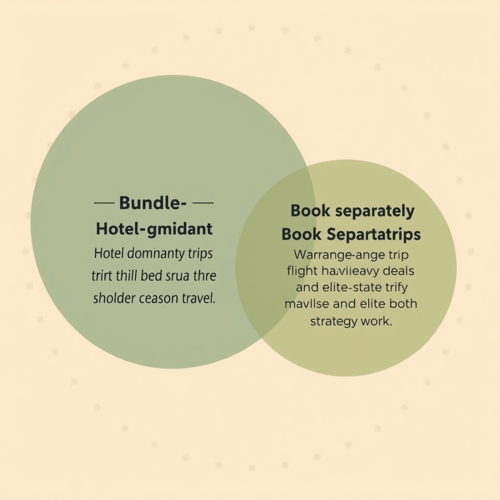 travelocity package pricing — Venn diagram showing when bundled packages win versus booking components separately.