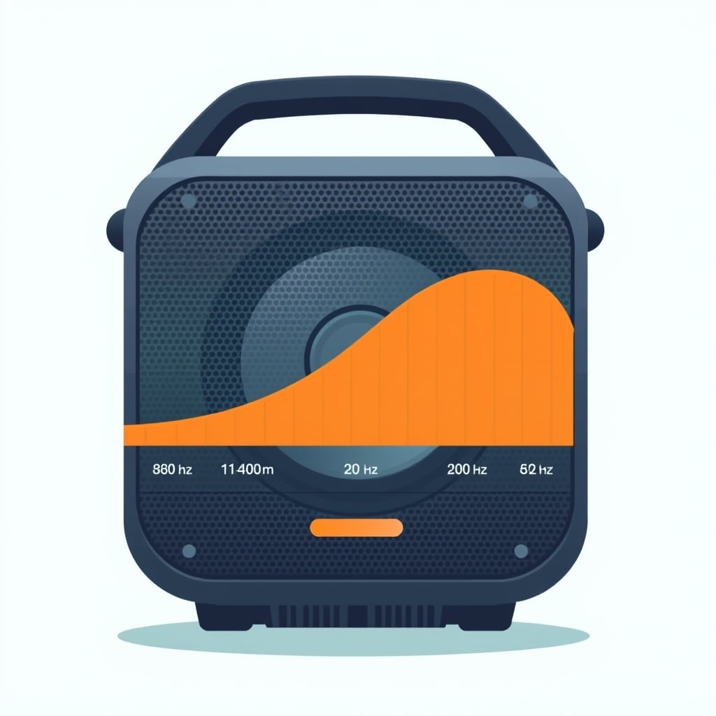 Tribit XSound Go review — Frequency response curve visualization showing thin bass roll-off and boosted midrange frequencies for the XSound Go.