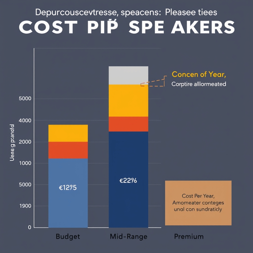 value speakers — Three columns of increasing height showing how purchase price spreads across years of ownership, converging to similar annual costs.