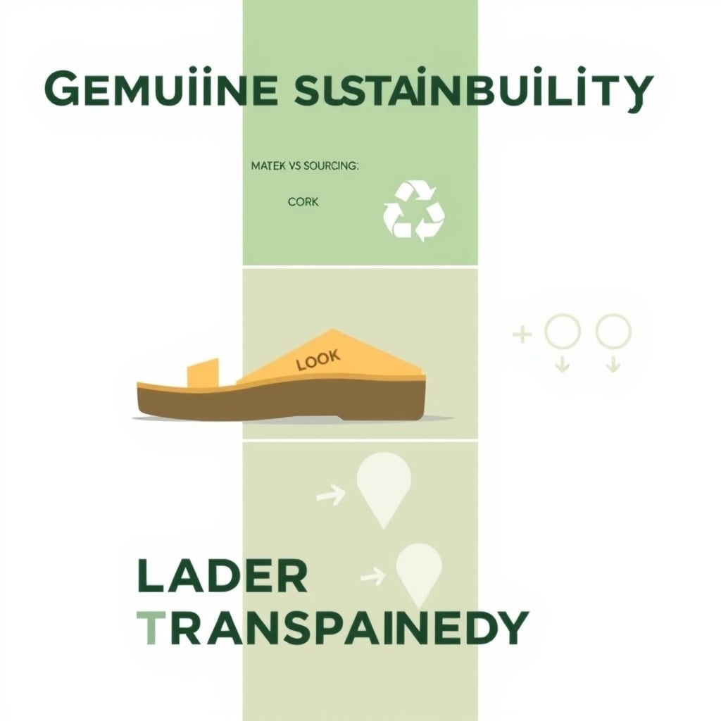 vegan sandals — Visual comparison of three sustainability factors: material sourcing, durability, and labor transparency, shown as stacked pillars of varying heights.