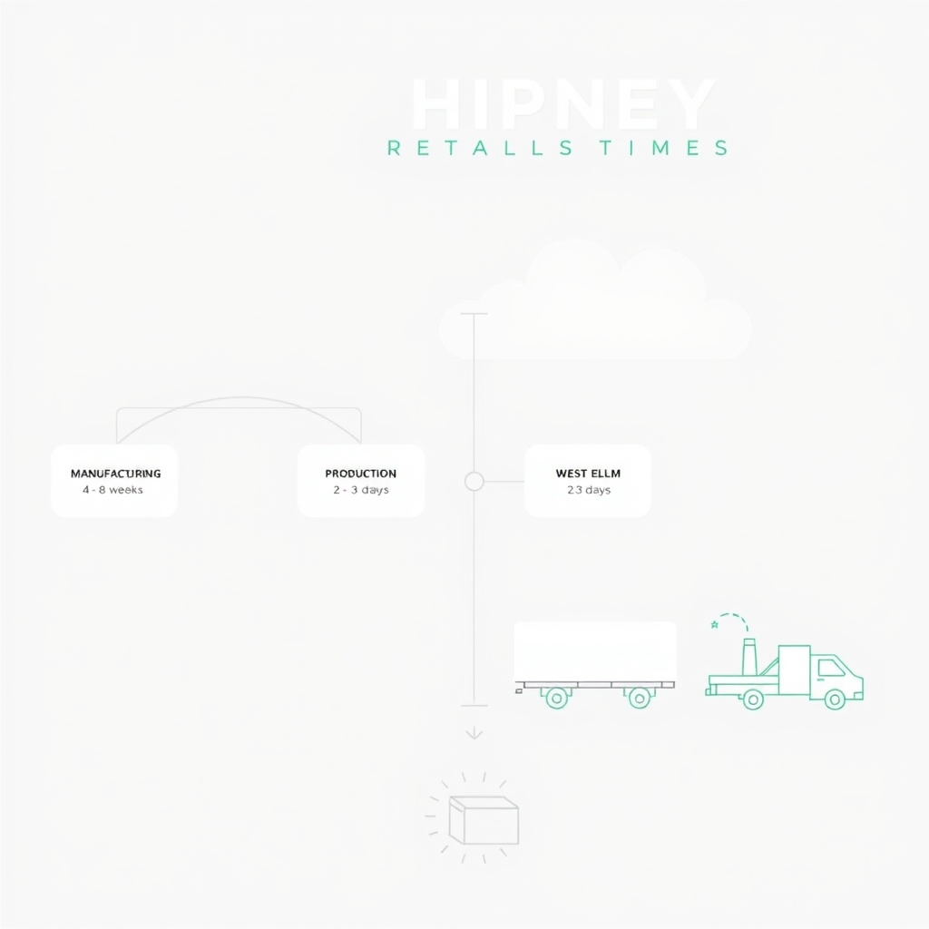 West Elm vs competitors — Timeline comparison: Castlery's 4–8 week made-to-order process versus West Elm's 2–7 day in-stock shipping.