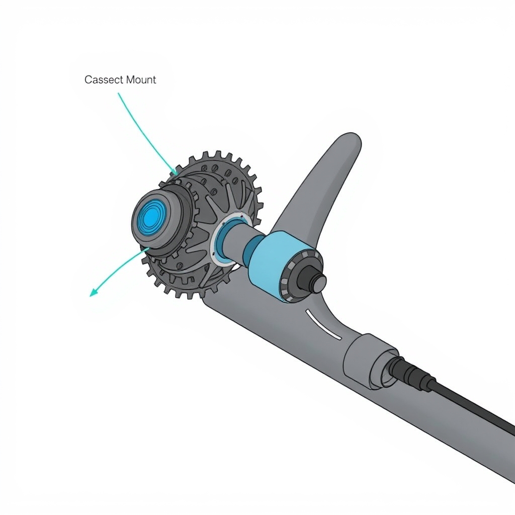 Zwift Hub smart trainer review — Cutaway technical illustration of Zwift Hub direct-drive trainer showing internal strain gauge sensor.